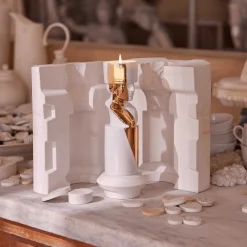 Porta Candela Il Letterato White/Gold - Ginori