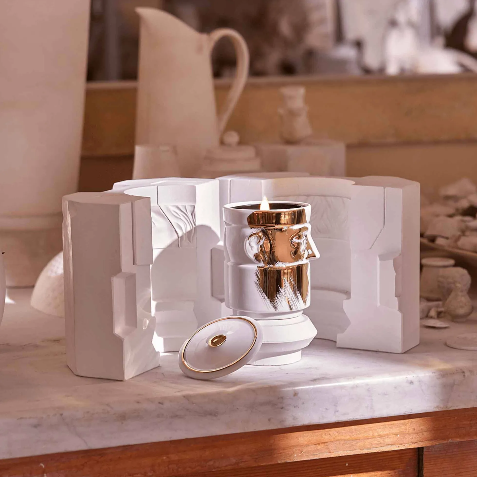 Porta Candela Il Seguace White/Gold - Ginori